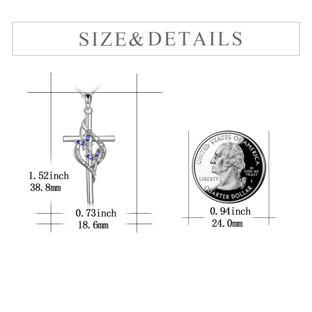 Collier en argent sterling avec pendentif papillon et croix en zircon cubique avec mot gra-4