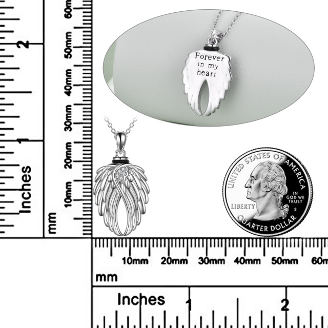 Sterling Silver Angel Wing & Heart Urn Necklace for Ashes with Engraved Word-4