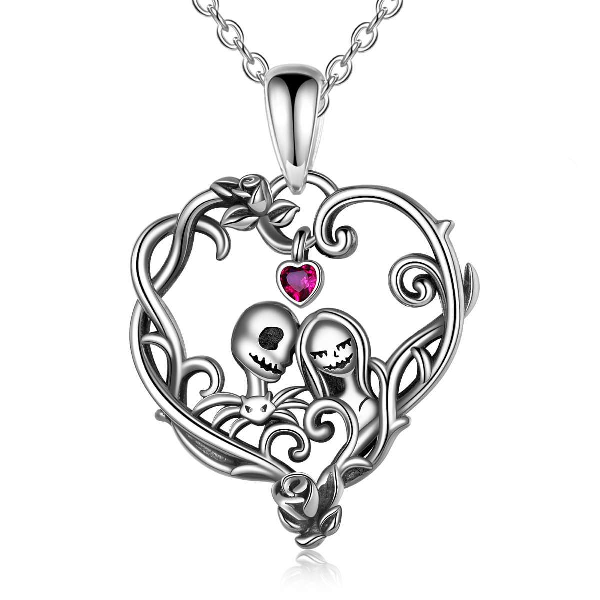 Collier pendentif squelette en argent sterling et oxyde de zirconium-1