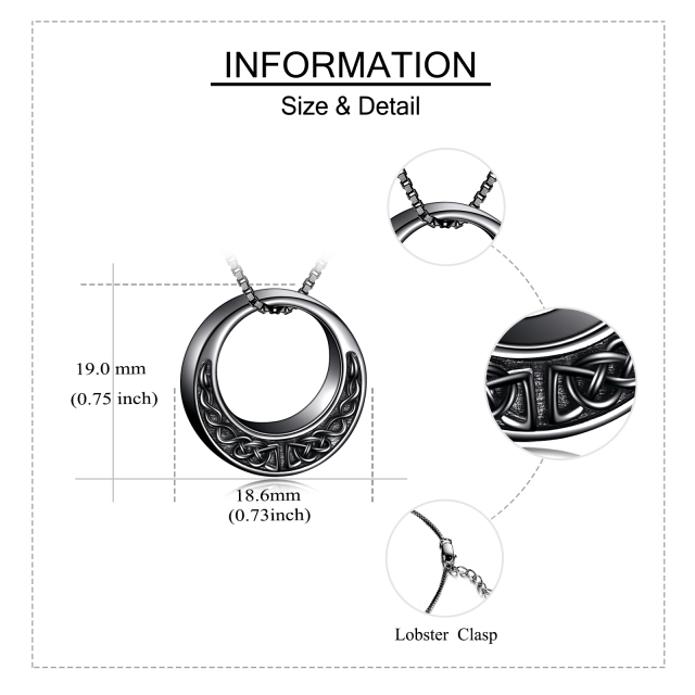 Sterling Silber mit schwarzem Rhodium keltischen Knoten Urne Halskette für Asche-4