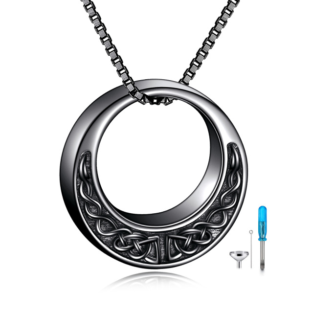Sterling Silber mit schwarzem Rhodium keltischen Knoten Urne Halskette für Asche-0