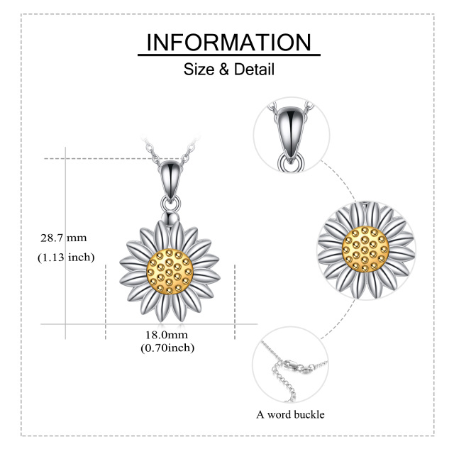 Sterling Silber Zweifarbige Sonnenblumen Urnenhalskette-4