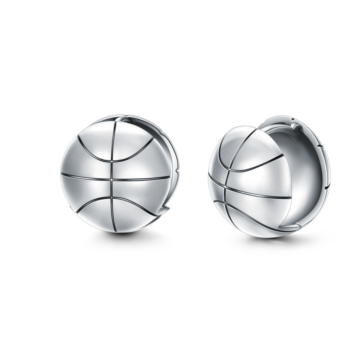 Boucles d'oreilles en argent sterling en forme de ballon de basket pour hommes-1