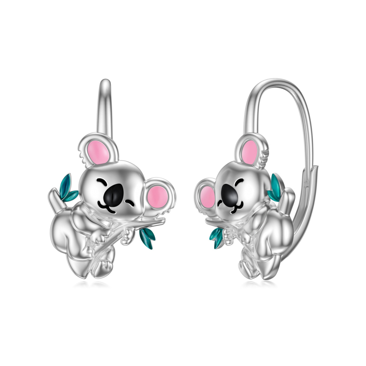 Boucles d'oreilles pendantes Koala en argent sterling-1