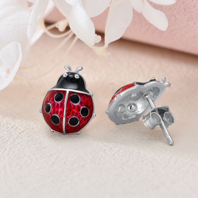 Sterling Silver Ladybug Stud Earrings-4