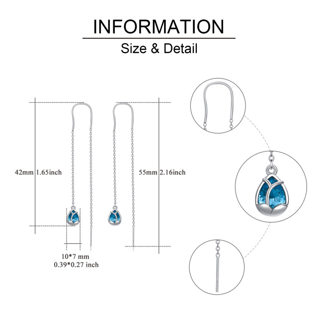 Pendientes de plata de ley con forma de gota de cristal-3