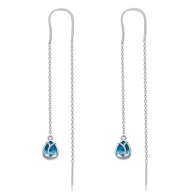 Sterling Silver Crystal Drop Shape Drop Earrings-5