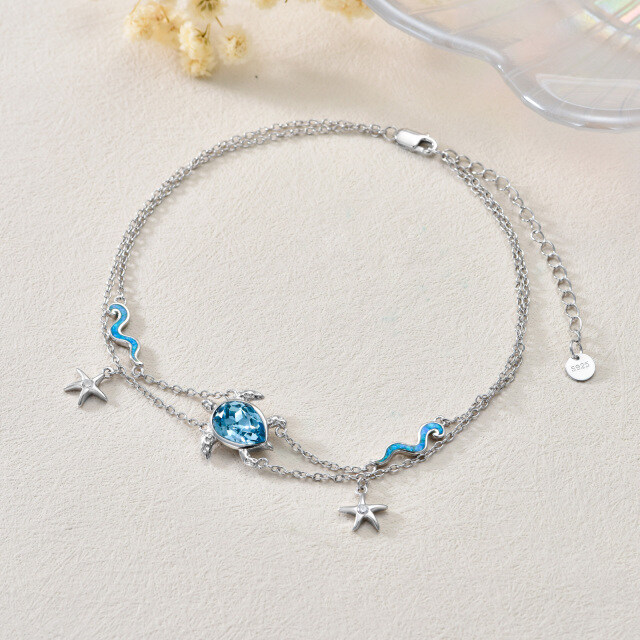 Turtle Ankle Bracelet for Women Beach Bracelets for Women Adjustable Foot Jewelry Sterling Silver-3