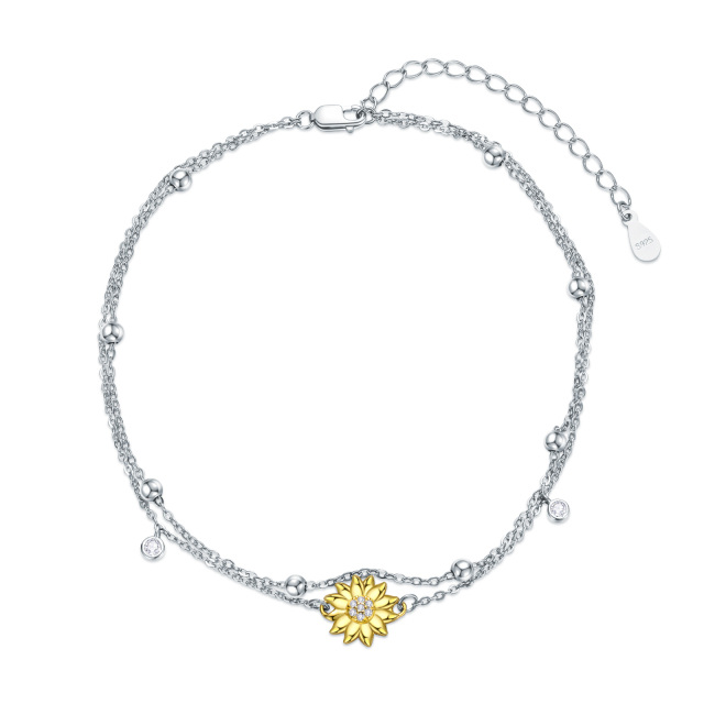 Bracelet de cheville tournesol en argent sterling-0