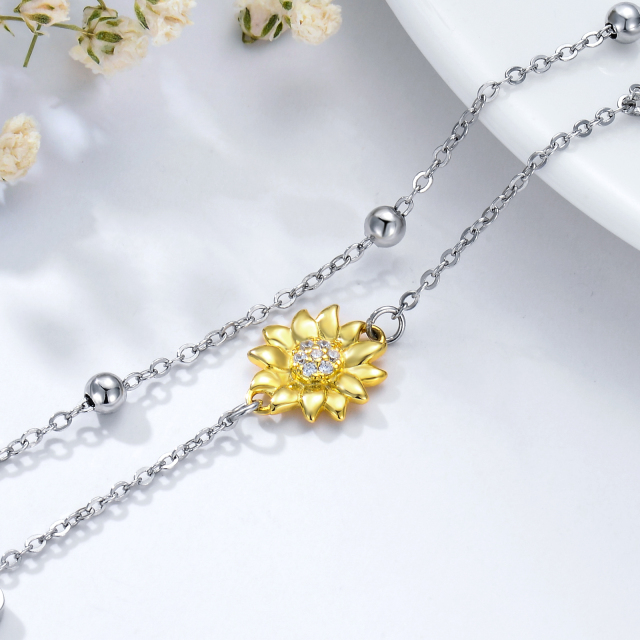 Sunflower Anklet in Sterling Silver-2