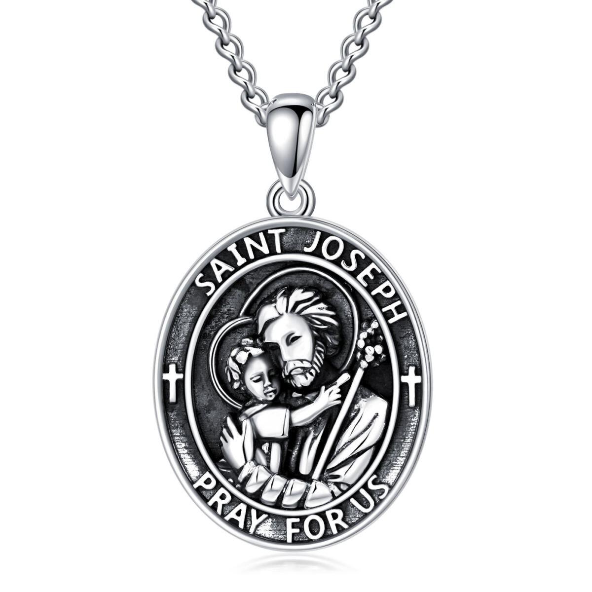 Sterling Silver Saint Joseph Pendant Necklace-1