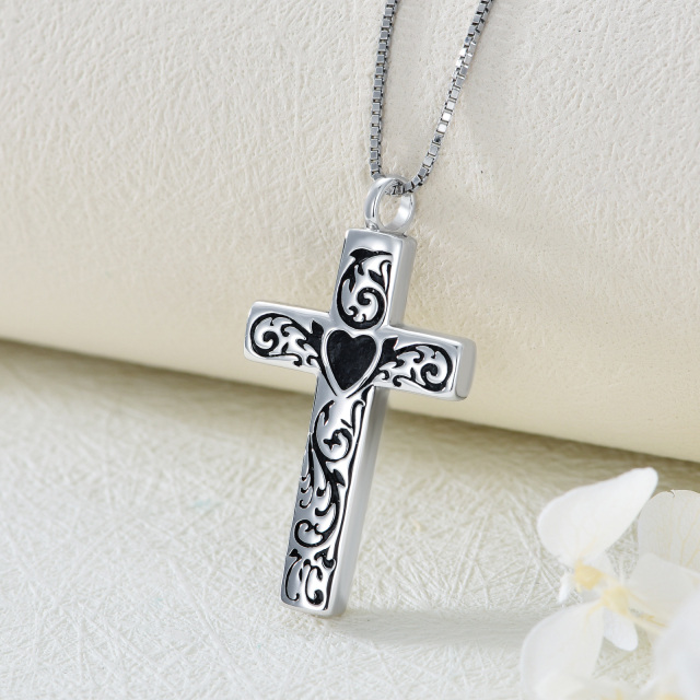 Sterling Silver Cross Urn Necklace for Ashes-2