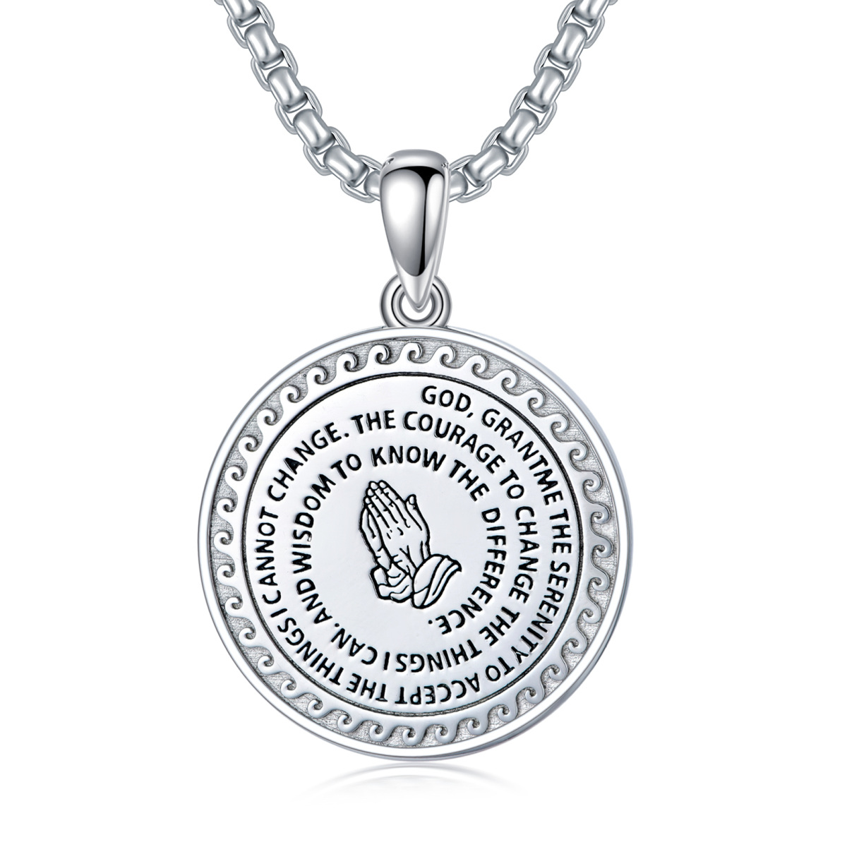 Sterling Silver Circle Coin Pendant Necklace-1