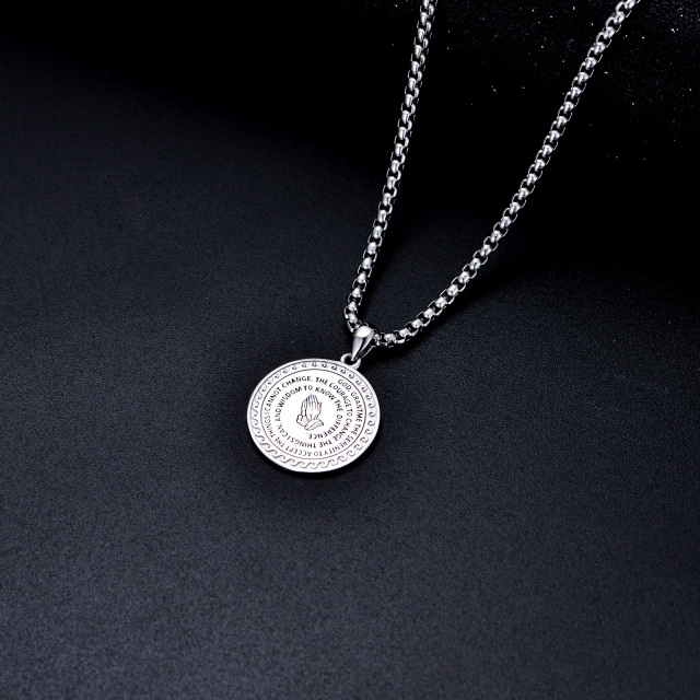 Sterling Silver Circle Coin Pendant Necklace-4