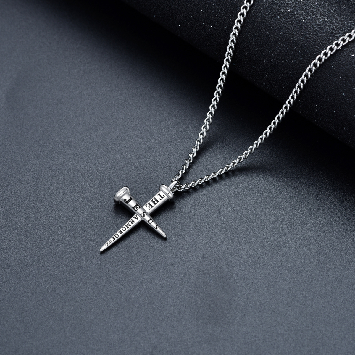 Sterling Silver Cross Pendant Necklace for Men-4