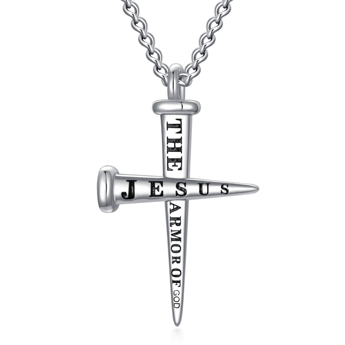 Sterling Silver Cross Pendant Necklace for Men-1