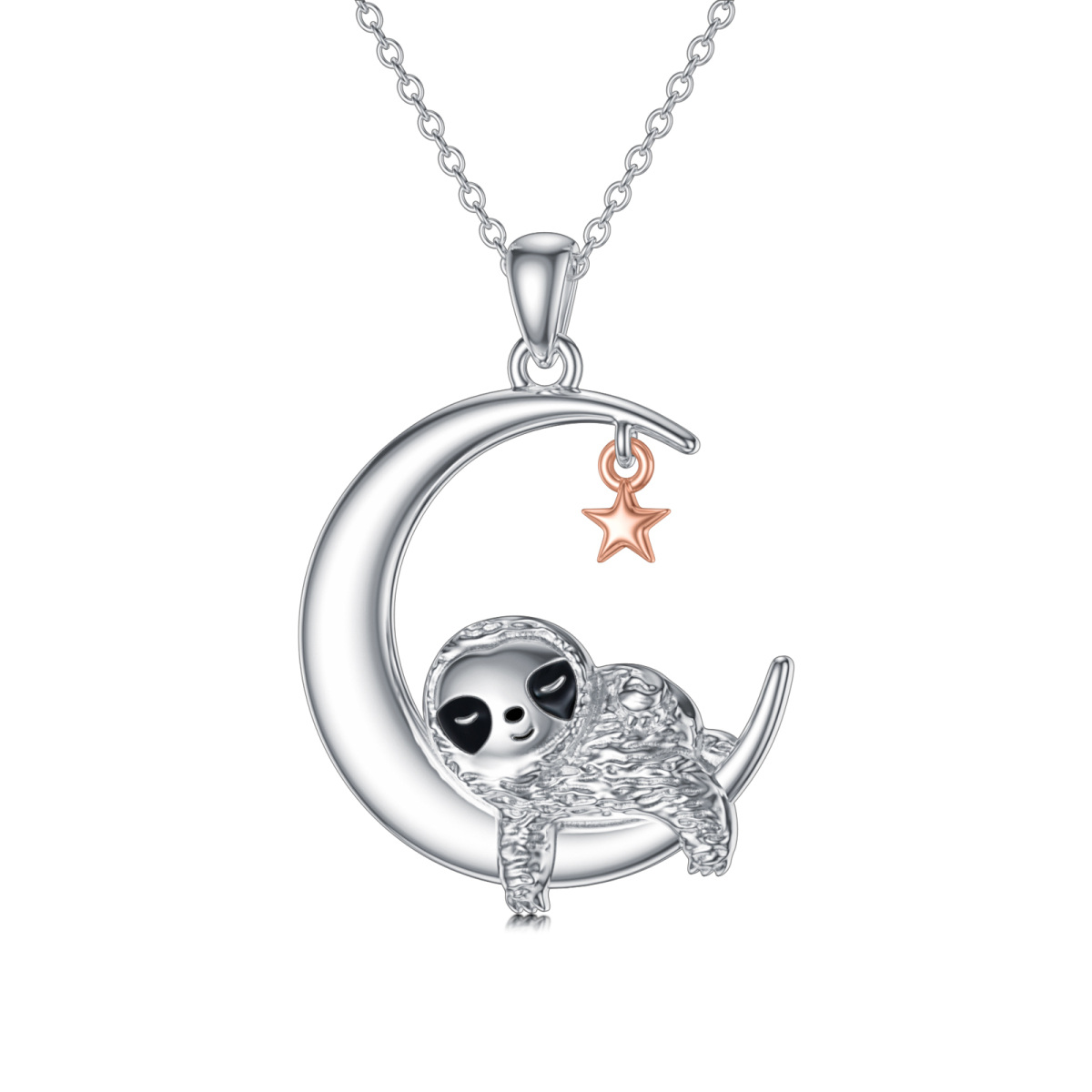 Sterling Silver Sloth Pendant Necklace-1