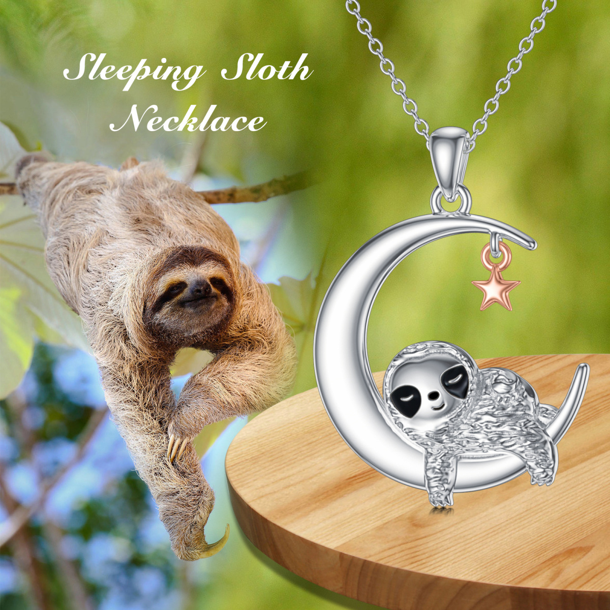Sterling Silver Sloth Pendant Necklace-6