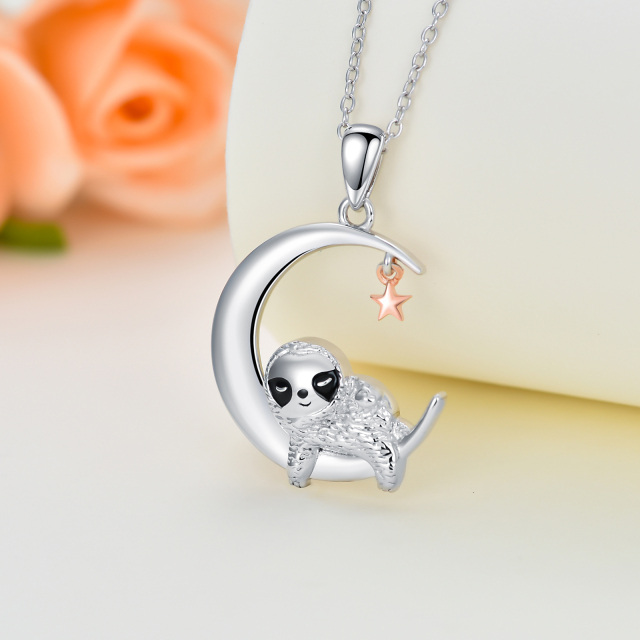 Sterling Silver Sloth Pendant Necklace-2