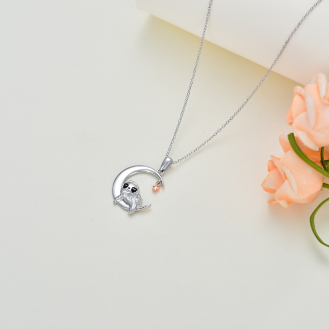 Sterling Silver Sloth Pendant Necklace-3