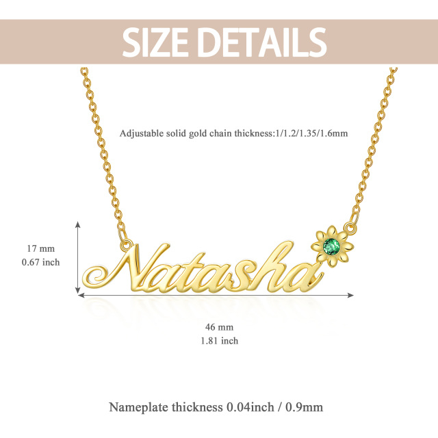 10K Gold Cubic Zirconia Personalized Birthstone Pendant Necklace-2