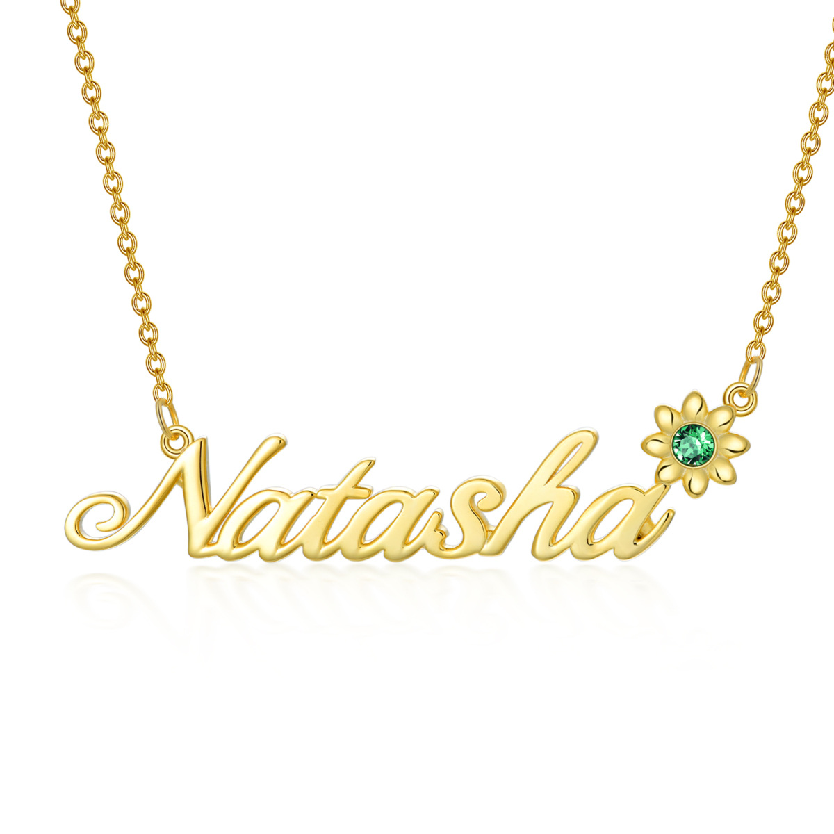 10K Gold Cubic Zirconia Personalized Birthstone Pendant Necklace-1