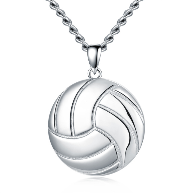 Sterling Silver Volleyball Pendant Necklace for Men-0