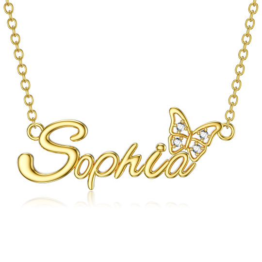 18-karatowe złoto spersonalizowany naszyjnik z imieniem dla kobiet nazwa własna tabliczka znamionowa biżuteria prezent