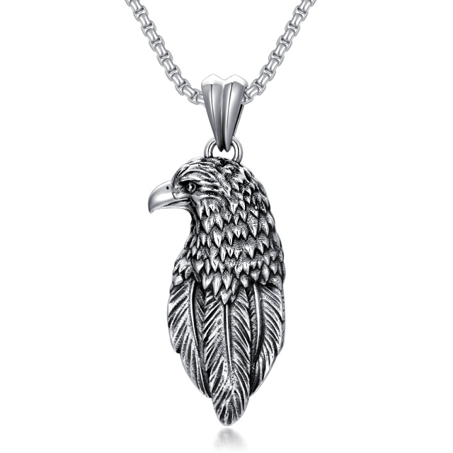 Sterling Silver Eagle Pendant Necklace for Men-1