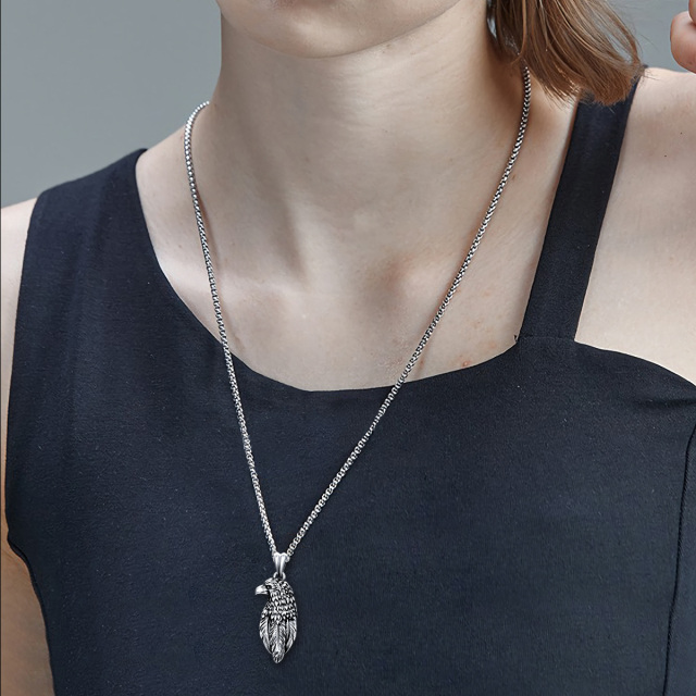 Collana con ciondolo a forma di aquila in argento sterling per uomo-2