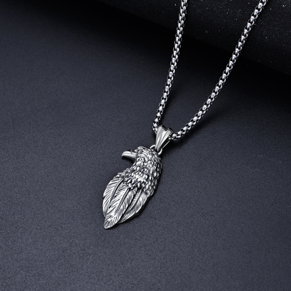 Sterling Silver Eagle Pendant Necklace for Men-5