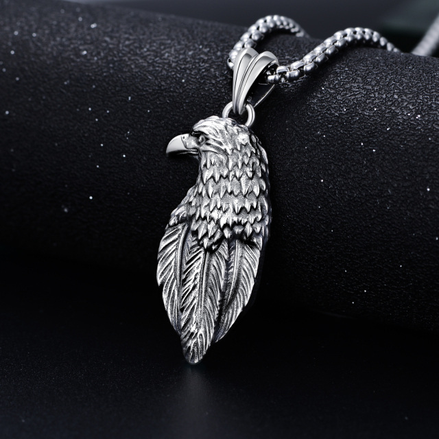 Sterling Silver Eagle Pendant Necklace for Men-4