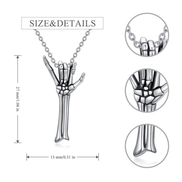 Collar de calavera de plata de ley con diseño de calavera, regalo de esqueleto para mujeres amantes góticas de Halloween-4