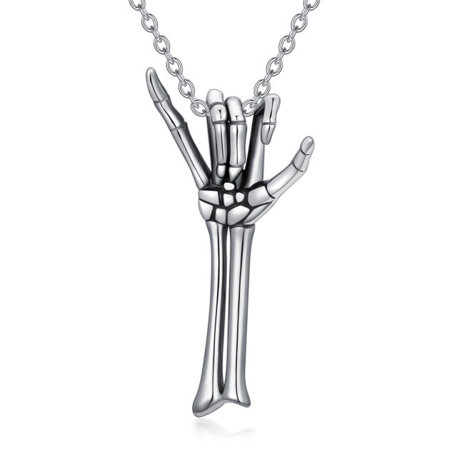 Collier tête de mort en argent sterling, bijoux squelette, cadeau pour femmes, amoureux de Goth, Halloween-0