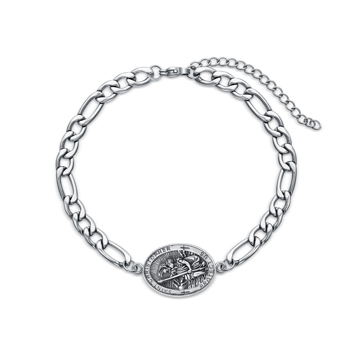 Sterling Silber Saint Christopher Anhänger Armband mit eingraviertem Wort für Männer-1