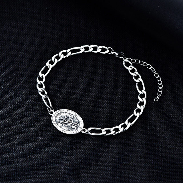 Sterling Silber Saint Christopher Anhänger Armband mit eingraviertem Wort für Männer-4