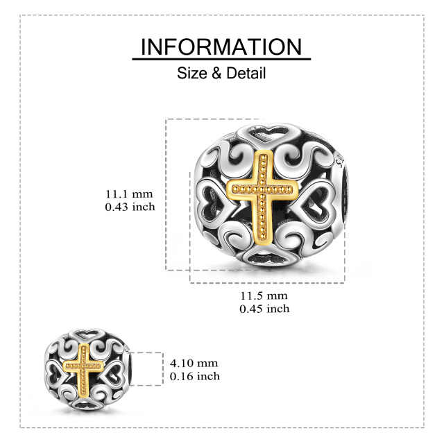 Cross Charm for Bracelets 925 Sterling Silver Openwork Gold Cross Bead for Pendant Necklace Christian Jewelry Religious Gifts for Women Men-2