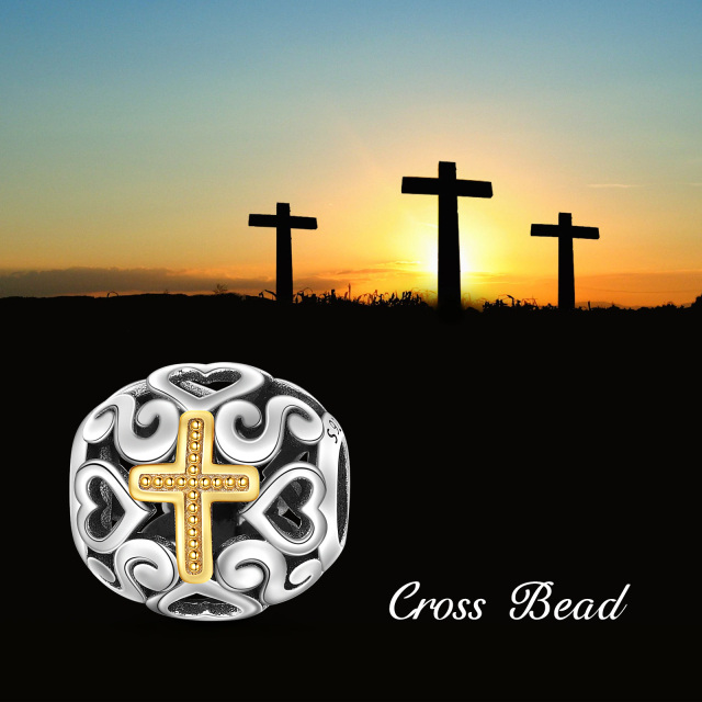 Dije de cruz para pulseras Plata de ley 925 Calado Cuenta de cruz de oro para collar colgante Joyería cristiana Regalos religiosos para mujeres Hombres-4