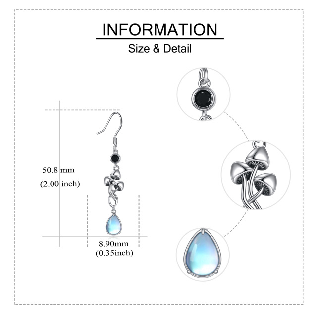Boucles d'oreilles pendantes en argent sterling avec pierre de lune et oxyde de zirconium en forme de goutte de champignon-4