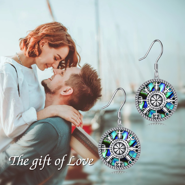 Viking Compass Earrings 925 Sterling Silver Jewelry Gifts for Women-5