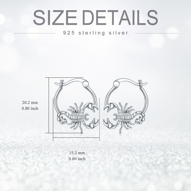 Sterling Silver Scorpio Hoop Earrings-5