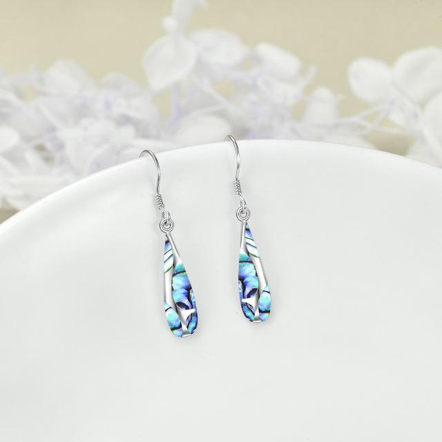 Wave Earrings Sterling Silver Ocean Wave Earrings Opal Teardrop Earrings Created Opal Dangle Earring Ocean Jewelry Beach Gifts for Women Girls-2