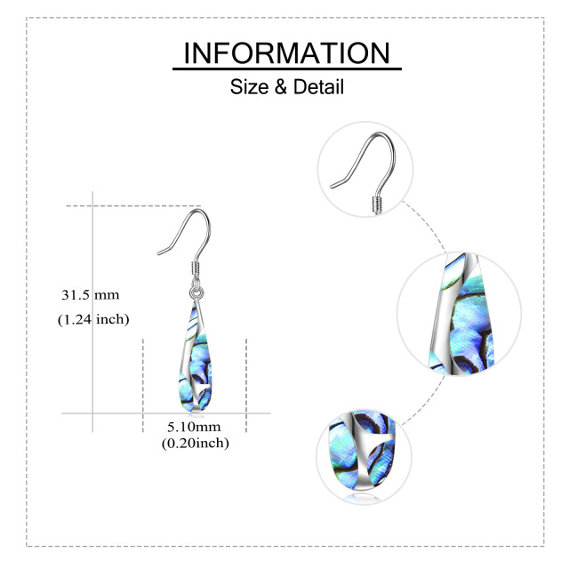 Wave Earrings Sterling Silver Ocean Wave Earrings Opal Teardrop Earrings Created Opal Dangle Earring Ocean Jewelry Beach Gifts for Women Girls-4