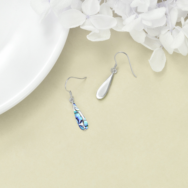 Wave Earrings Sterling Silver Ocean Wave Earrings Opal Teardrop Earrings Created Opal Dangle Earring Ocean Jewelry Beach Gifts for Women Girls-3