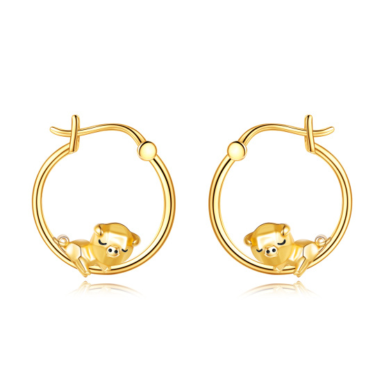 Boucles d'oreilles cochon en or 14K