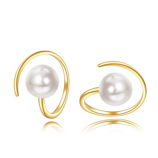 Boucles d'oreilles rondes en or 14K avec perles