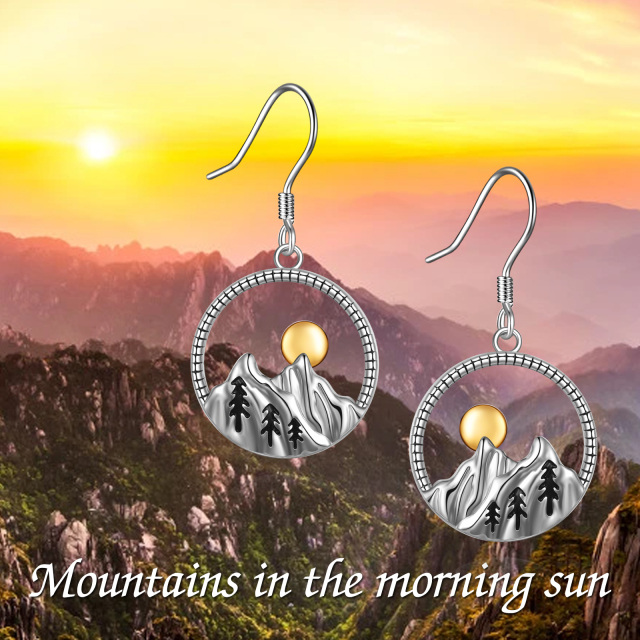 Sterling Silver Two-tone Mountains & Sun Drop Earrings-6