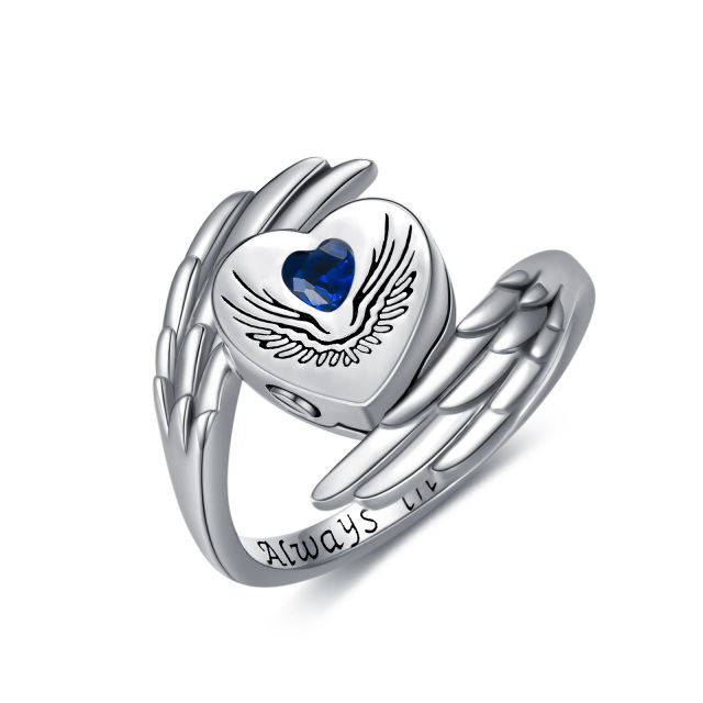Sterling Silver Zircon Angel Wing Urn Ring-0