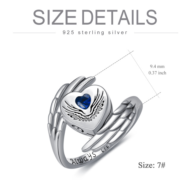 Sterling Silver Zircon Angel Wing Urn Ring-4