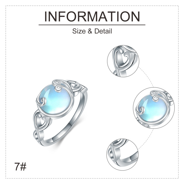 Sterling Silver Round Moonstone Heart Ring-4